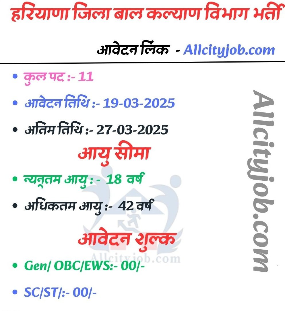 District Child Welfare Council Jhajjar Jobs 2025