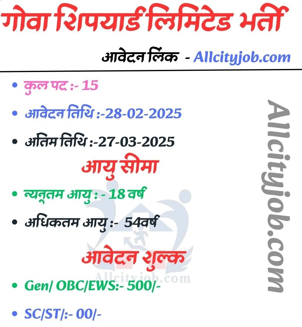 Goa Shipyard Limited Various Vacancies 2025