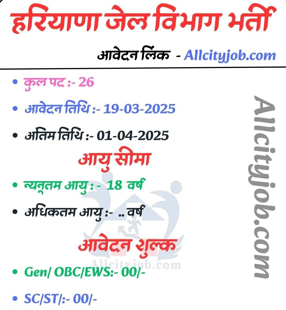 Haryana Jail Vibhag Jobs 2025