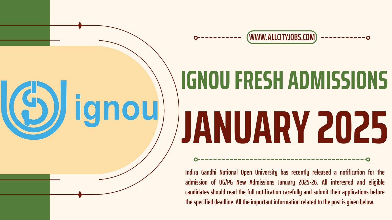 IGNOU Fresh Admissions January 2025