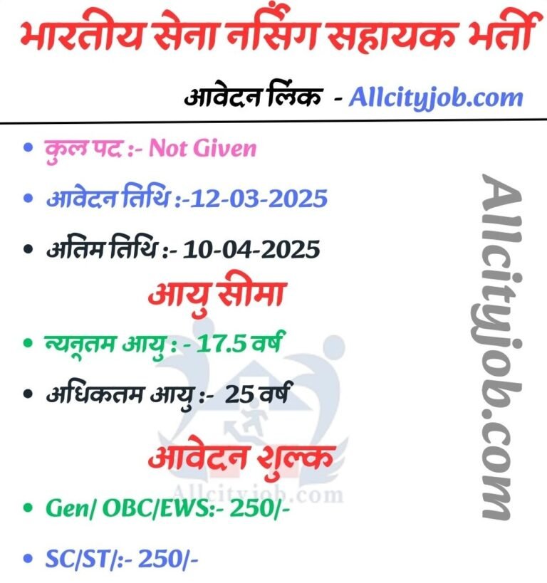 Indian Army Nursing Assistant Vacancy 2025