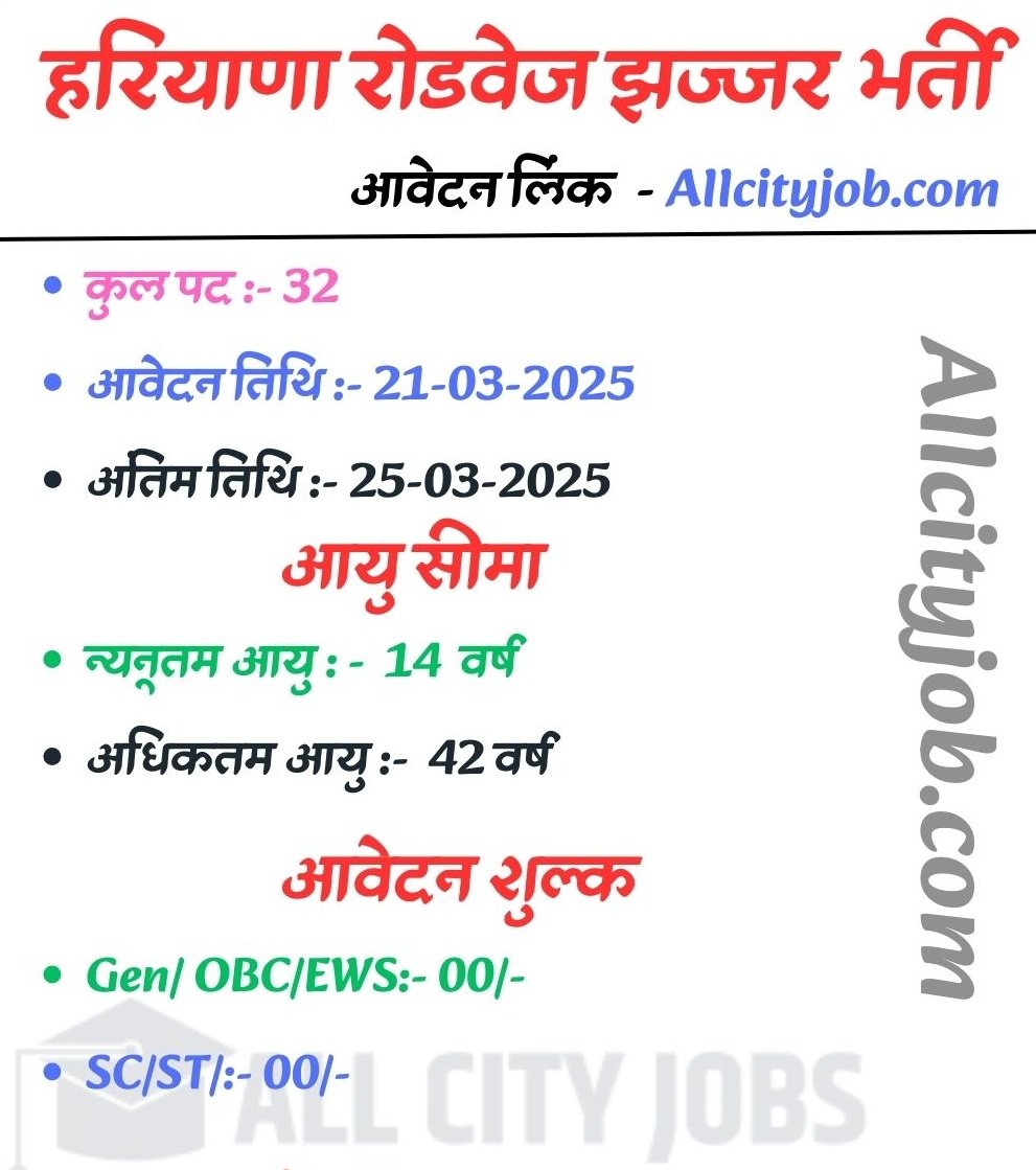 Jhajjar Roadways Recruitment 2025