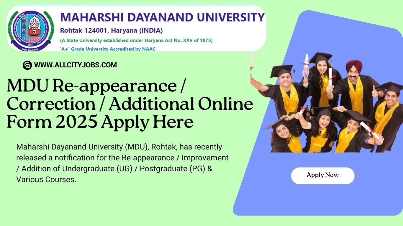 MDU Re-appearance / Correction / Additional Online Form 2025 Apply Here