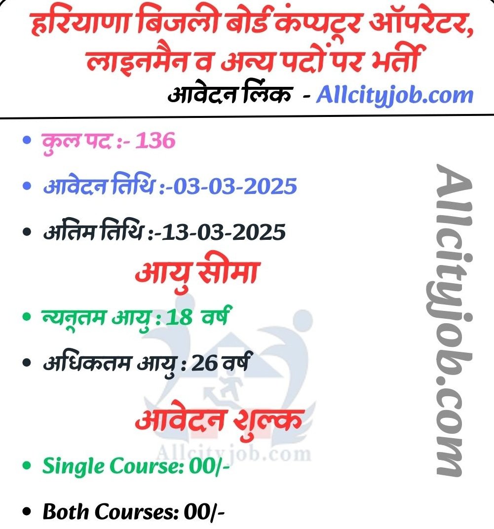 Haryana Bijli Board Job 2025
