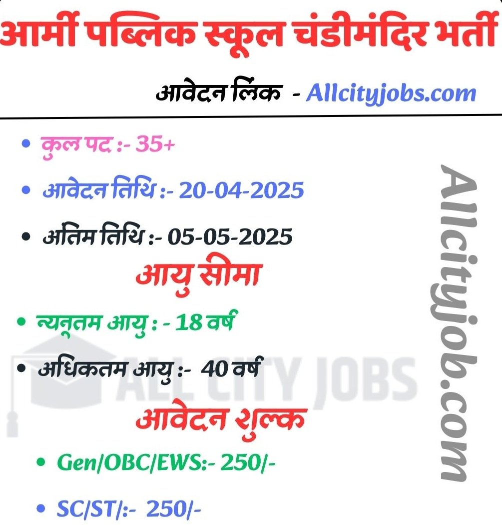 Army School Chandimandir Recruitment 2025