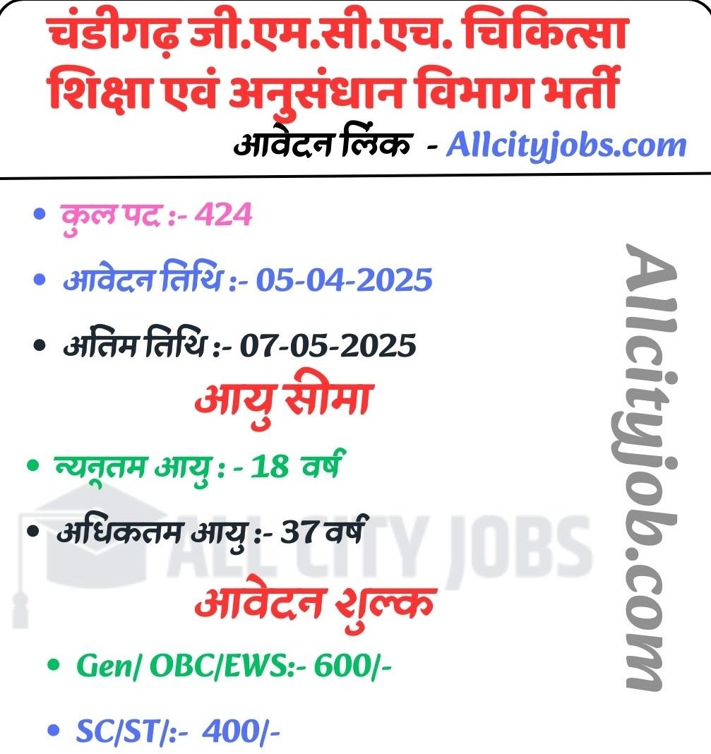 Chandigarh GMCH Nursing Officer Jobs 2025