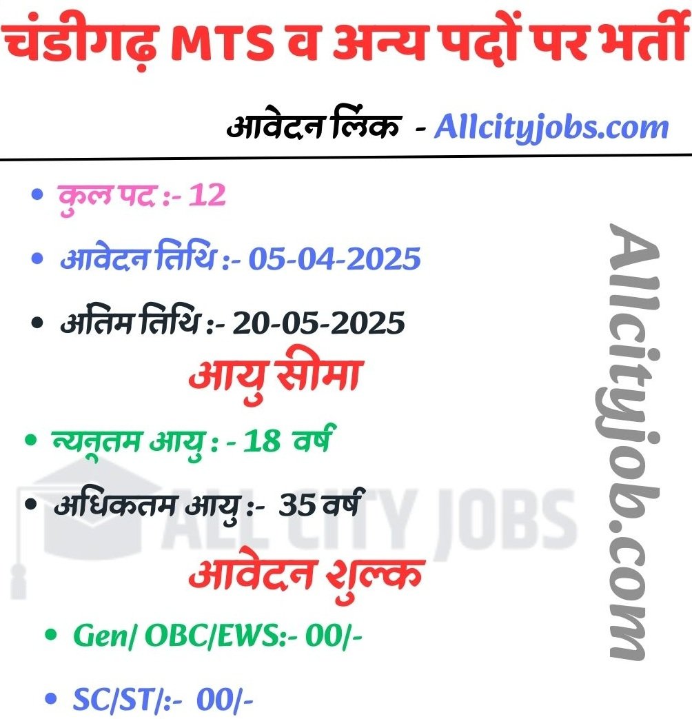 Chandigarh PGI MTS And Other Jobs 2025