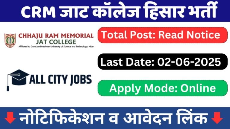 CRM Jat College Hisar Recruitment 2025